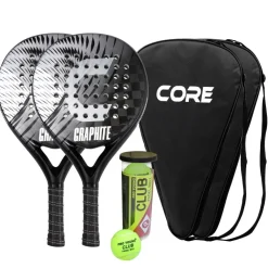 Padelsetti Core Graphite, sis. 2 padelmailaa ja pallot, grafiitti