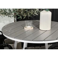 Parvekeryhmä Venture Home, ø90cm Break-pöytä + 2 Lindos-tuolia, käsinojilla
