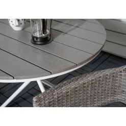 Parvekeryhmä Venture Home, ø90cm harmaa-valkoinen Parma-pöytä + 2 harmaata Malin-tuolia