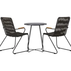 Parvekeryhmä Venture Home, ø60cm musta Bacong-pöytä + 2 Bois-tuolia