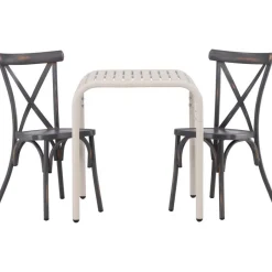 Parvekeryhmä Venture Home, 70x70cm Borneo-pöytä + 2 mustaa Tablas-tuolia