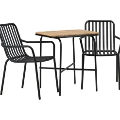 Parvekeryhmä Venture Home, 88x70cm Holmbeck-pöytä + 2 mustaa Peking-tuolia