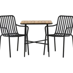 Parvekeryhmä Venture Home, 88x70cm Holmbeck-pöytä + 2 mustaa Peking-tuolia