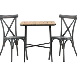 Parvekeryhmä Venture Home, 88x70cm Holmbeck-pöytä + 2 mustaa Tablas-tuolia