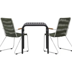Parvekeryhmä Venture Home, 70x70cm musta Borneo-pöytä + 2 Bois-tuolia