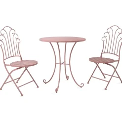 Parvekesetti Home4you Rosy, pöytä + 2 tuolia, pinkki