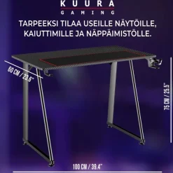 Pelipöytä Kuura Gaming, 100x60cm