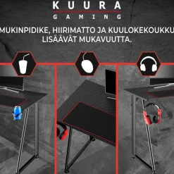 Pelipöytä Kuura Gaming, 100x60cm
