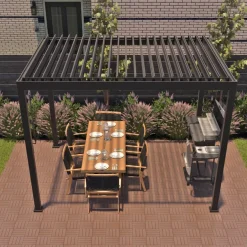 Pergola Home4you Mirador-111, 300x300cm, tummanharmaa