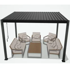 Pergola Home4you Mirador-111, 300x300cm, tummanharmaa