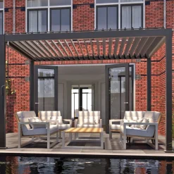 Pergola Home4you Mirador-111, 300x300cm, tummanharmaa