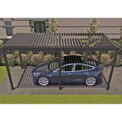 Pergola Home4you Mirador-111, 300x300cm, tummanharmaa