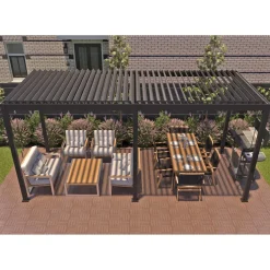 Pergola Home4you Mirador-111, 300x300cm, tummanharmaa