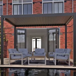 Pergola Home4you Mirador-111, 300x300cm, tummanharmaa