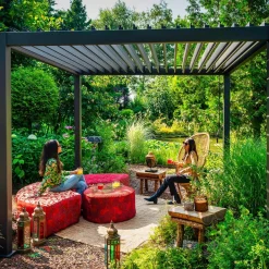 Pergola Home4you Mirador-111, 300x300cm, tummanharmaa