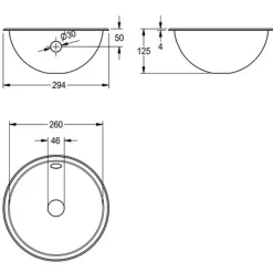 Pesuallas KWC RNDX260, Ø260mm, rst, satiinipintainen