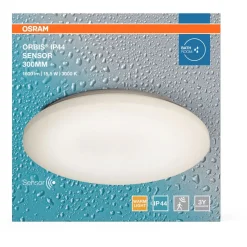 Plafondi Osram Orbis IP44 liiketunnistin 3000K valkoinen, eri kokoja