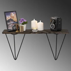 Puinen seinähylly Linento Furniture Gladiolus, leveys 60cm, ruskea/musta