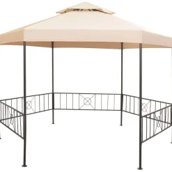 Puutarhakatos/paviljonki kuusikulmio 323x265 cm beige