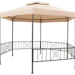 Puutarhakatos/paviljonki kuusikulmio 323x265 cm beige