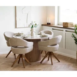 Pyöreä ruokailuryhmä House Nordic Athens/Dover, 4-istuttava, valkoinen/ruskea
