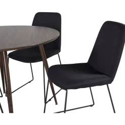 Pyöreä ruokailuryhmä Venture Home, Ø100cm Plaza-pöytä + 4 mustaa Muce-tuolia