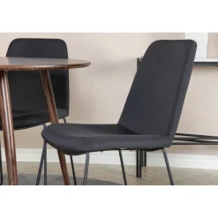 Pyöreä ruokailuryhmä Venture Home, Ø100cm Plaza-pöytä + 4 mustaa Muce-tuolia