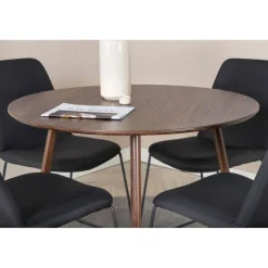 Pyöreä ruokailuryhmä Venture Home, Ø100cm Plaza-pöytä + 4 mustaa Muce-tuolia