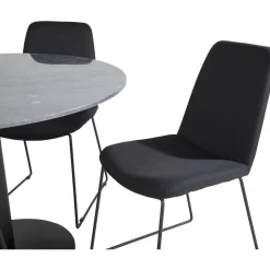 Pyöreä ruokailuryhmä Venture Home, Ø106cm tummanharmaa Estelle-pöytä + 4 mustaa Muce-tuolia