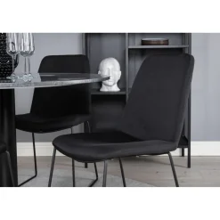 Pyöreä ruokailuryhmä Venture Home, Ø106cm tummanharmaa Estelle-pöytä + 4 mustaa Muce-tuolia