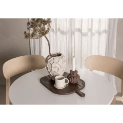 Pyöreä ruokailuryhmä Venture Home, Ø80cm, valkoinen Hamden-pöytä + 4 beigeä Åstol-tuolia