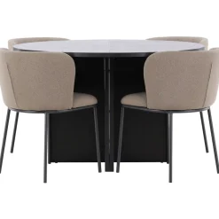 Pyöreä ruokailuryhmä Venture Home, Ø120/170x120cm Strada-pöytä + 4 Edina-tuolia, sametti, eri värejä
