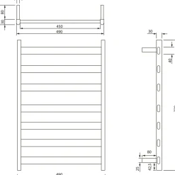 Pyyhekuivain Interia Elias 490x730x110 mm, 105 W, oikea, eri värejä