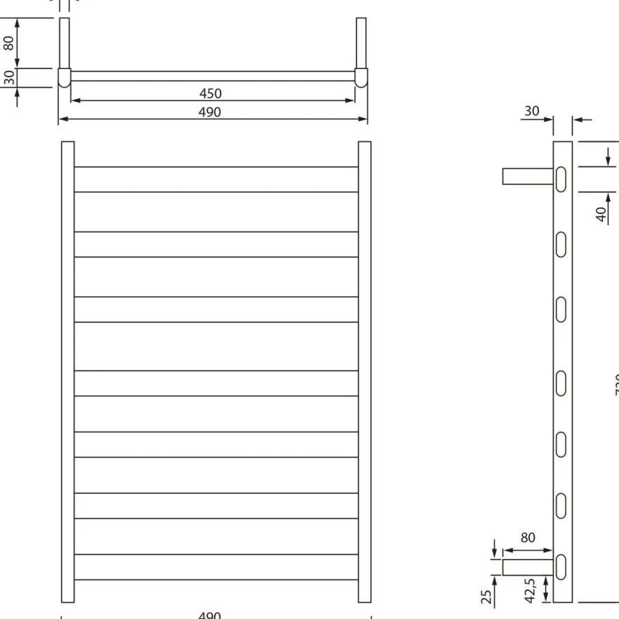 Pyyhekuivain Interia Elias 490x730x110 mm, 105 W, oikea, eri värejä