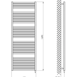 Pyyhekuivain Interia Tondi, 600x1690 mm, 800W, eri värejä