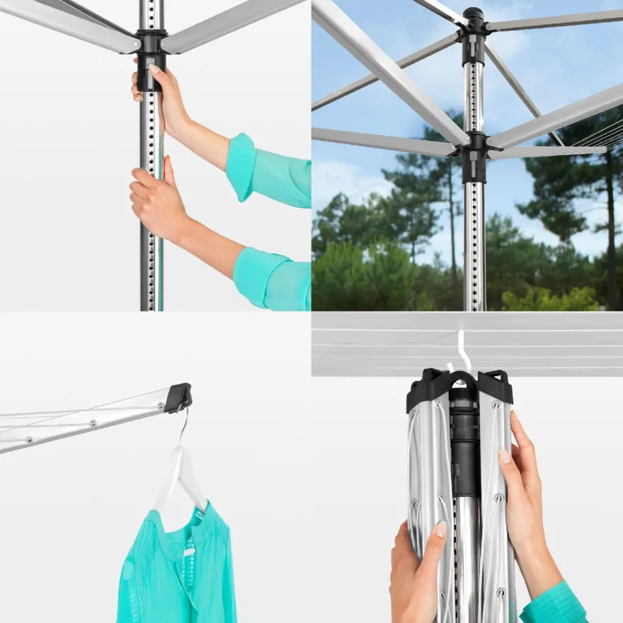Pyykinkuivausteline Brabantia Lift-O-Matic pyörivä, 50m + metallinen maatuki