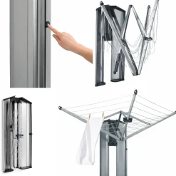 Pyykinkuivausteline Brabantia WallFix 24m, seinäkiinnityksellä + suojakaappi