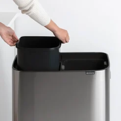 Roska-astia Brabantia Bo Touch Hi, 2 x 30L, Matt Steel Fingerprint Proof