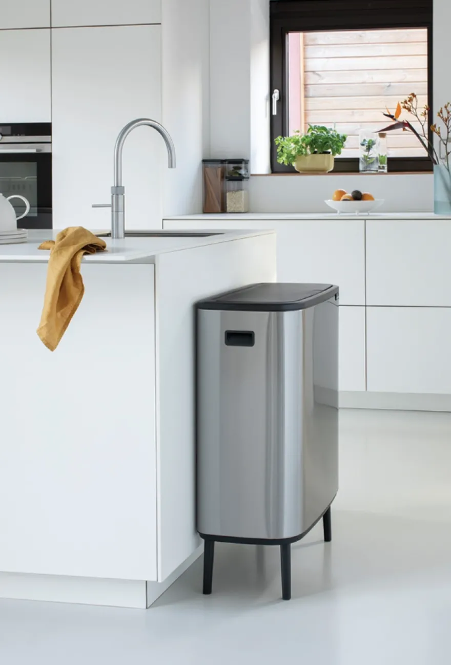 Roska-astia Brabantia Bo Touch Hi, 2 x 30L, Matt Steel Fingerprint Proof