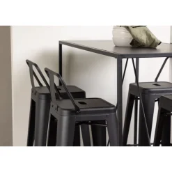 Ruokailuryhmä Venture Home, musta Brea-baaripöytä + 4 mustaa Tempe Flat -baarituolia
