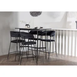 Ruokailuryhmä Venture Home, musta Rax-baaripöytä + 4 mustaa Lui-baarituolia