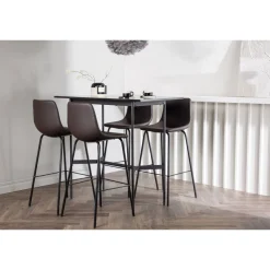 Ruokailuryhmä Venture Home, musta Rax-baaripöytä + 4 ruskeaa Alexi-baarituolia