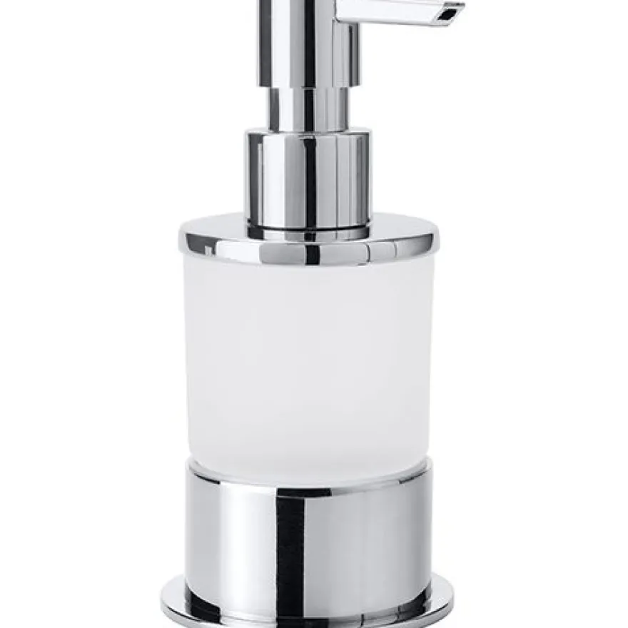 Saippua-annostelija Bemeta Omega, 80x80x160 mm, 200 ml, vapaasti seisova, hopea