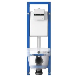 Seinä-WC-paketti Gustavsberg Estetic 8330, Triomont XS -asennusteline + kosketusvapaa painike, valkoinen