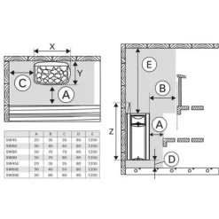 Sähkökiuas Harvia The Wall SW45E, 4.5kW, 3-6m³, erillinen ohjaus