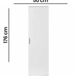 Siivouskaappi Linento Furniture Tuval 063, leveys 50cm, korkeus 176cm, valkoinen
