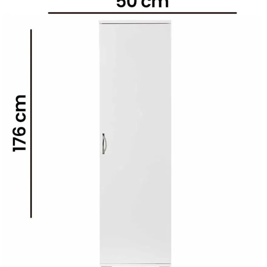 Siivouskaappi Linento Furniture Tuval 063, leveys 50cm, korkeus 176cm, valkoinen