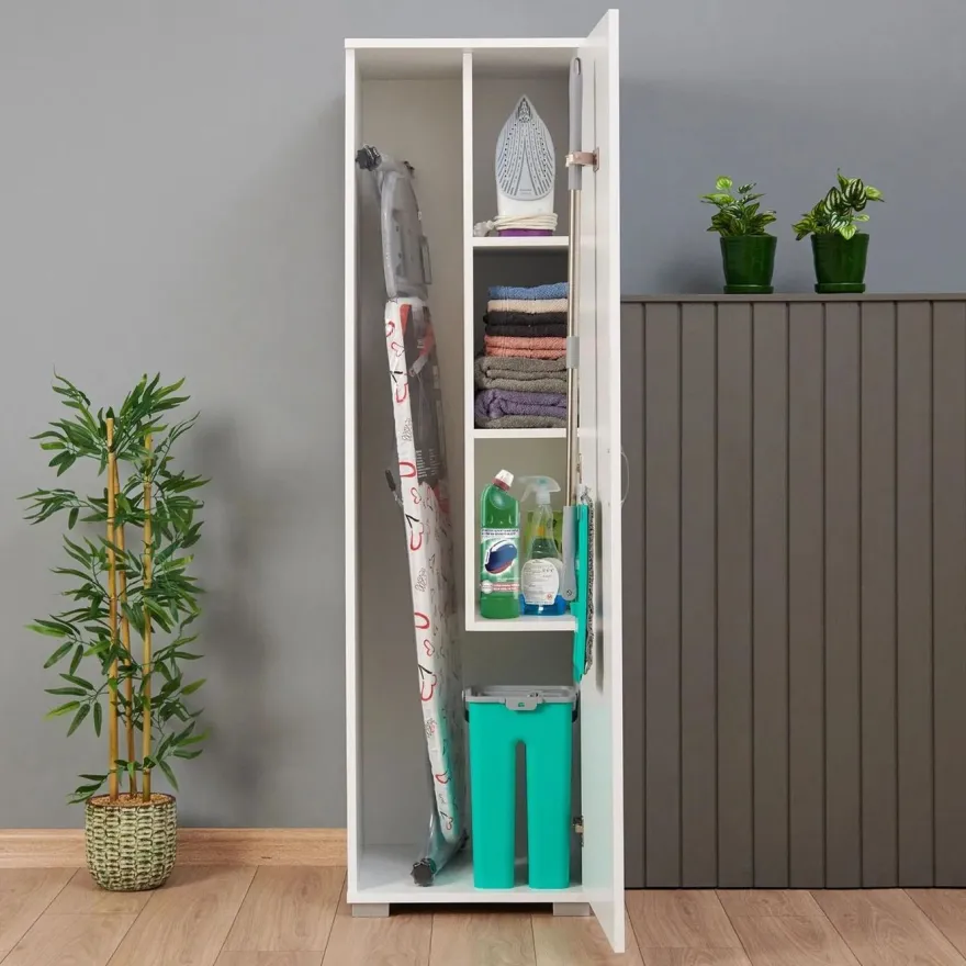 Siivouskaappi Linento Furniture Tuval 063, leveys 50cm, korkeus 176cm, valkoinen