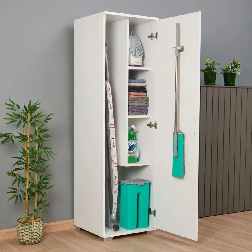Siivouskaappi Linento Furniture Tuval 063, leveys 50cm, korkeus 176cm, valkoinen