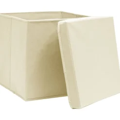 Säilytyslaatikot kansilla 10 kpl 28x28x28 cm kerma